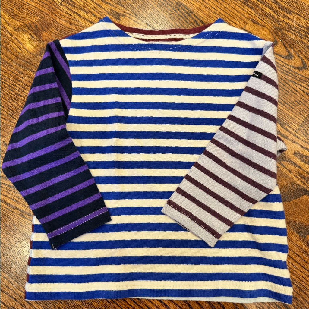 Nwot Striped Kids Shirt Top Mariner With Multicolor Sleeves- Gender Neutral